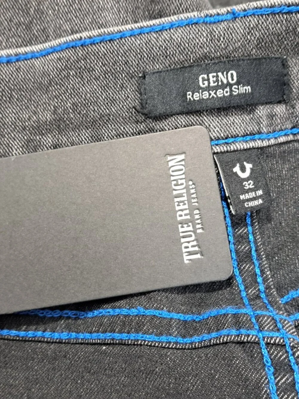 True Religion Men’s Geno Relaxed Slim Grey Phantom Jeans Size 32 NWT